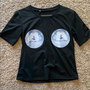 Black t-shirt w/ disco balls